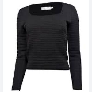 Proenza Schouler Black Square Neck Quilted Textured Top sz L